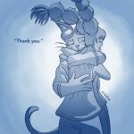 1:1 anthro blinx blinx_the_time_sweeper domestic_cat duo felid feline felis female happy hug human lena male mammal microsoft sukoshi13 thanking xbox_game_studios