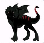  black dragon feral firehyphen firehyphen(artist) fur fursona looking_at_viewer male plain_background red_eyes solo white_background wings 