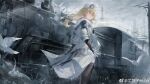  1girl bird black_gloves blonde_hair blue_eyes dove ergouzi_echo girls'_frontline gloves hat highres long_hair looking_at_viewer outdoors snow solo thighhighs train 