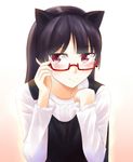  animal_ears aoi_usagi bad_id bad_pixiv_id bespectacled black_hair cat_ears glasses gokou_ruri long_hair mole mole_under_eye ore_no_imouto_ga_konna_ni_kawaii_wake_ga_nai red_eyes solo 