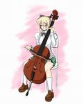  blind blonde_hair bow bowtie cello hair_bow instrument katawa_shoujo kekekeke music playing_instrument satou_lilly school_uniform skirt socks solo 