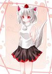  animal_ears arms_behind_back bad_id bad_pixiv_id breasts hat highres inubashiri_momiji shimeji_hachi sideboob skirt small_breasts smile solo tail tokin_hat touhou white_hair wolf_ears wolf_tail 