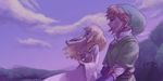  1girl blonde_hair blue_eyes dress earrings gloves harp instrument jewelry link long_hair pointy_ears princess_zelda spoilers the_legend_of_zelda the_legend_of_zelda:_skyward_sword yo_mo 