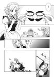  comic doujinshi greyscale highres izayoi_sakuya kirisame_marisa mikagami_hiyori monochrome multiple_girls pantyhose touhou translated 