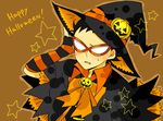  1boy alternate_costume batman_(series) black black_hair cape dc_comics dick_grayson domino_mask fingerless_gloves food fruit gloves halloween hand_on_hat hand_on_headwear happy_halloween hat jack-o'-lantern jack-o'-lantern_(symbol) jack-o-lantern male male_focus mask orange pixiv_thumbnail pumpkin resized robin robin_(dc) short_cape simple_background solo star_(symbol) striped sweatdrop teen_titans witch witch_hat 