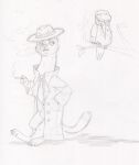 2024 ambiguous_gender anthro apodiform avian bird bottomless branch cigarette claws clothed clothing coat detective duo ed_mortis fangs feathered_wings feathers feral finger_claws graphite_(artwork) greyscale half-closed_eyes hand_in_pocket hat headgear headwear hindpaw holding_cigarette holding_object hummingbird leaf long_beak male mammal monochrome mustelid musteline narrowed_eyes necktie on_branch paws pencil_(artwork) perching pockets sketch smoke smoking smoking_cigarette stoat tail tail_feathers teeth toe_claws topwear traditional_media_(artwork) trenchcoat true_musteline vest weasel whisker_spots wings