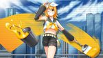  bad_id bad_pixiv_id bucket cityscape cloud day grin hair_ornament hair_ribbon hairclip kagamine_rin navel one_eye_closed paint paint_can paintbrush red_eyes reflection ribbon short_hair shorts sky smile solo trim_brush vocaloid yakitori_(oni) 
