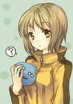  ? bad_id bad_pixiv_id baozi blonde_hair bruce_lee's_jumpsuit dragon_quest food heart huang_baoling short_hair slime_(dragon_quest) solo spoken_heart tiger_&amp;_bunny yellow_eyes yukuo 