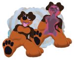 absurd_res alpha_channel ambiguous_gender animate_inanimate anthro black_body black_fur black_nose brown_body canid canine canis clothed clothing costume digital_drawing_(artwork) digital_media_(artwork) domestic_dog duo empty_eyes fur furry_wearing_fursuit fursuit grey_body grey_fur hair hi_res hypnosis inside_clothing internal living_clothing living_costume living_fursuit looking_pleasured male mammal mastiff mind_control molosser nude open_mouth pawpads rottweiler simple_background sitting smile tacokurt teeth tight_fit tongue transparent_background vore weich wolf wolfe_(commander_wolfe)