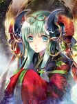  bad_id bad_pixiv_id green_eyes green_hair horns japanese_clothes kimono new_year noki_(affabile) original solo twig upper_body 