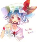  :p face finger_licking hands hat lavender_hair licking red_eyes remilia_scarlet solo tongue tongue_out touhou wavy_hair wrist_cuffs yutsuka_(amyucca) 