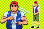  backwards_baseball_cap baseball_cap bird brown_eyes brown_hair butterfly checkered checkered_background chunky_kong donkey_kong_(series) donkey_kong_64 hat instrument muscle musical_instrument personification shiny shorts triangle vest 