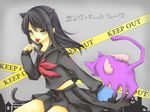  animal_ears bad_id bad_pixiv_id black_hair candy cat cat_ears cat_tail envy_cat_walk_(vocaloid) food gloves kuroi_(liar-player) lollipop paw_gloves paws school_uniform serafuku solo tail vocaloid yellow_eyes 