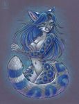  blue_hair feline female green_eyes hair kacey kacey_(character) long_hair mammal nude serval snow_leopard snow_serval solo 
