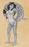  breasts feline female green_eyes kannos leopard looking_at_viewer mammal necklace nipples nude piercing pussy raised_tail seductive snow_leopard standing tail whiskers 