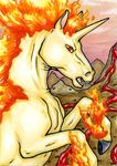  equine feral fire horn horse lava mammal nintendo pok&#233;mon pok&eacute;mon rapidash red_eyes solo unicorn video_games volcano warm_colors 