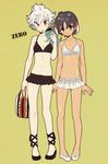  bad_id bad_pixiv_id bag bikini black_eyes black_hair blue_hair cross-laced_footwear genderswap genderswap_(mtf) hair_ornament hakuryuu_(inazuma_eleven) handbag inazuma_eleven_(series) inazuma_eleven_go long_hair multicolored_hair multiple_girls open_mouth red_eyes short_hair shuu_(inazuma_eleven) smile swimsuit urako_(39g) white_hair 