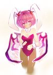  alternate_color animal_ears blush bunny_ears bunnysuit leotard mystia_lorelei pantyhose pink_eyes pink_hair pink_leotard solo touhou wings wrist_cuffs yutsuka_(amyucca) 