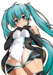  aqua_eyes aqua_hair blush breasts cameltoe covered_nipples elbow_gloves gloves goodsmile_company goodsmile_racing hatsune_miku highres hojo_(songforfriend) long_hair looking_at_viewer race_queen racing_miku racing_miku_(2011) small_breasts smile solo thighhighs twintails very_long_hair vocaloid 