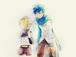  blonde_hair blue_eyes blue_hair bow crying kagamine_rin kaito keishi scarf short_hair tears vocaloid 