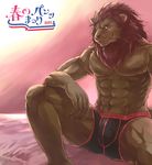  aotsuki091 biceps big_muscles briefs bulge clothed clothing english_text feline half-dressed lion looking_at_viewer male mammal mane muscles pecs sky_(artist) solo text topless underwear 