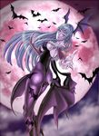  animal_print ass bat bat_print boots breasts bridal_gauntlets demon_girl green_hair head_wings high_heels legs leotard long_hair medium_breasts moon morrigan_aensland pantyhose print_legwear rurkichi shoes solo succubus vampire_(game) wings yellow_eyes 