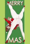  acrobatics armpits ass back-to-back blue_eyes breasts brown_hair christmas copyright_request crotch_seam elbow_gloves glasses gloves gusset legs legs_up long_hair medium_breasts multiple_girls open_mouth pantyhose pose pussy red_eyes red_gloves santa_costume short_hair thighband_pantyhose uraharukon v white_legwear 