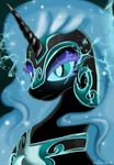 blue_eyes blue_hair equine female feral friendship_is_magic giuliabeck glowing_eyes hair horn horse mammal my_little_pony nightmare_moon_(mlp) pony solo winged_unicorn wings 