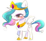  araragi_natsuki celestia_(my_little_pony) chibi deformed green_hair my_little_pony my_little_pony_friendship_is_magic princess_celestia solo tail tiara wings 