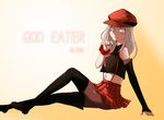  alisa_ilinichina_amiella ariasky arm_support bad_id bad_pixiv_id blonde_hair frown god_eater god_eater_burst hat long_hair looking_at_viewer midriff pantyhose silver_eyes skirt solo suspender_skirt suspenders thighhighs 