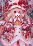  acrylic_paint_(medium) aleksi alternate_color bad_id bad_pixiv_id blonde_hair bow christmas flandre_scarlet hat hat_bow red_eyes sample solo sparkle star touhou traditional_media wings wrist_cuffs 