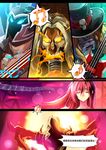  2boys comic element glowing glowing_eyes helmet karthus league_of_legends mordekaiser multiple_boys pentakill_sona red_hair sona_buvelle translated yorick_mori 