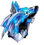  ambiguous_gender blue blue_eyes genderless glowing glowing_eyes hanyoutaikyoushu konig_wolf machine mechanical plain_background robot solo teeth watermark white white_background zoids 