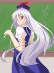  ai_ai_gasa from_behind hat kamishirasawa_keine long_hair red_eyes silver_hair solo touhou 