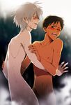  2boys ass blush ikari_shinji male male_focus male_only multiple_boys nagisa_kaworu neon_genesis_evangelion nude shared_bathing shower steam wet yaoi 