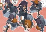  arm_holding armlock arms_up bad_id bad_pixiv_id black_hair black_legwear brown_eyes brown_hair closed_eyes elbowing hair_ornament hairband hairclip hands_together hirasawa_yui jacket k-on! kimura_lock kneehighs long_hair martial_arts multiple_girls nakano_azusa open_clothes open_jacket open_mouth pantyhose pink_background red_eyes ribbon school_uniform shoes short_hair simple_background skirt strangling tainaka_ritsu tears tomohi translated twintails uwabaki 