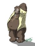  belly bottomless chest_tuft clothed clothing fur half-dressed jakegr krystalgazer male mammal open_shirt overweight pubes shirt solo tuft 