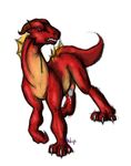  angry cum dragon eldon erection horn male penis plain_background precum red sketch solo standing tail white_background 