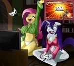  3rd_strike anthro anthrofied big_breasts blue_eyes breasts capcom cleavage clothed clothing cutie_mark equine excited eyes_closed female fluttershy_(mlp) friendship_is_magic gaming hair horn horse long_hair mammal microsoft my_little_pony open_mouth pegasus pink_hair pony purple_hair rarity_(mlp) shocked short_hair sleepover sssonic2 street_fighter street_fighter_iii unicorn video_games wings xbox xbox_360 xbox_controller 