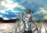  clouds green_hair hatsune_miku long_hair mariwai_(marireroy) rain sky twintails umbrella vocaloid 