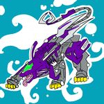  blue_background ce_wolf claws fangs feline grey grey_body hi_res machine mammal mechanical plain_background purple robot tail teeth tongue tongue_out visor zoids 