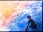  clouds hatsune_miku mariwai_(marireroy) silhouette sky sunset twintails vocaloid 