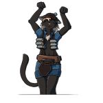  alpha_channel bandolier belt big_breasts black black_fur blonde_hair blue bomb breasts caramelldansen cat chazcatrix clothing cosplay dancing demoman demoman_(team_fortress_2) eyes_closed feline female fur grenade hair happy hat jacket mammal pants plain_background solo team_fortress_2 transparent_background unconvincing_armor 