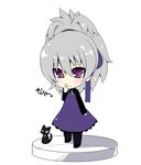  cat chibi darker_than_black finger_smile fingersmile highres kaname_nagi purple_eyes silver_hair simple_background yin 