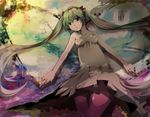  green_eyes green_hair hatsune_miku long_hair mariwai_(marireroy) twintails vocaloid 