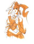  alternate_costume between_breasts breasts card card_between_breasts corset dress earrings frills hair_slicked_back jewelry large_breasts long_hair official_art rose_(street_fighter) sepia single_hair_intake solo street_fighter street_fighter_zero_(series) tarot 