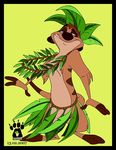  crossdressing dancing disney drag feral grass_skirt hula leaf male meerkat nude solo the_lion_king timon 