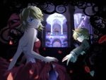  blonde_hair blue_eyes cantarella_(vocaloid) kagamine_len kagamine_rin mariwai_(marireroy) petals vocaloid 