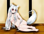  animal_ears breasts foxgirl kisumi long_hair nightingale5601 nude original red_eyes sherokutakari sideboob tail white_hair 