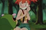  animated animated_gif caterpie forest halter_top kasumi kasumi_(pokemon) midriff peeing photoshop pokemon red_hair shorts side_ponytail suspenders sweatdrop tree wetting yelling 